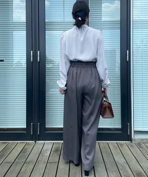 Couture Brooch / クチュールブローチ パンツ | 【帯電防止・通勤】ウエストリボン サスペンダー付きワイドパンツ | 詳細14