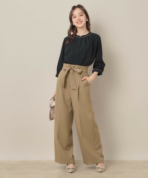 Couture Brooch / クチュールブローチ パンツ | 【帯電防止・通勤】ウエストリボン サスペンダー付きワイドパンツ | 詳細16