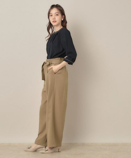 Couture Brooch / クチュールブローチ パンツ | 【帯電防止・通勤】ウエストリボン サスペンダー付きワイドパンツ | 詳細17