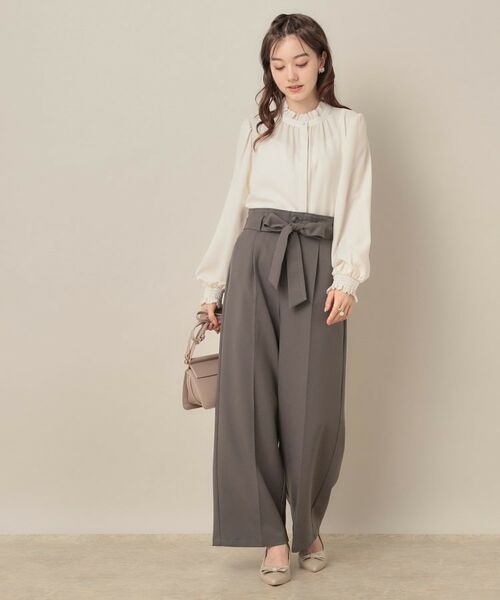 Couture Brooch / クチュールブローチ パンツ | 【帯電防止・通勤】ウエストリボン サスペンダー付きワイドパンツ | 詳細2