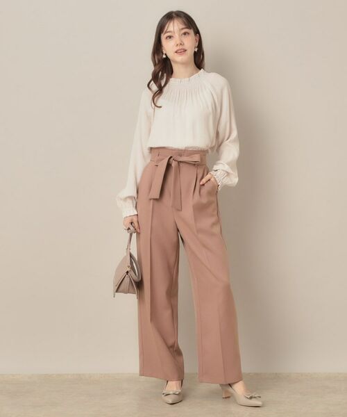 Couture Brooch / クチュールブローチ パンツ | 【帯電防止・通勤】ウエストリボン サスペンダー付きワイドパンツ | 詳細23