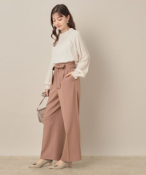 Couture Brooch / クチュールブローチ パンツ | 【帯電防止・通勤】ウエストリボン サスペンダー付きワイドパンツ | 詳細24