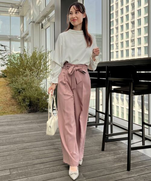 Couture Brooch / クチュールブローチ パンツ | 【帯電防止・通勤】ウエストリボン サスペンダー付きワイドパンツ | 詳細29