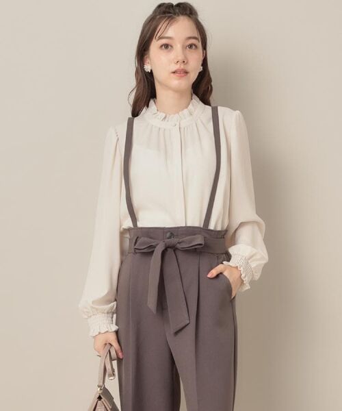 Couture Brooch / クチュールブローチ パンツ | 【帯電防止・通勤】ウエストリボン サスペンダー付きワイドパンツ | 詳細5