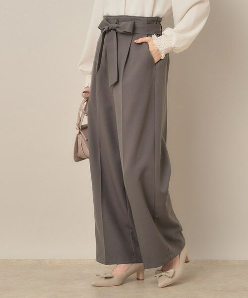 Couture Brooch / クチュールブローチ パンツ | 【帯電防止・通勤】ウエストリボン サスペンダー付きワイドパンツ | 詳細7