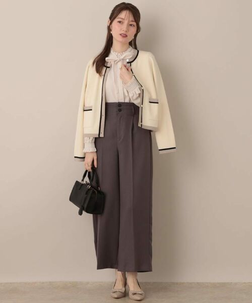 Couture Brooch / クチュールブローチ パンツ | 【帯電防止・通勤】ウエストリボン サスペンダー付きワイドパンツ | 詳細9