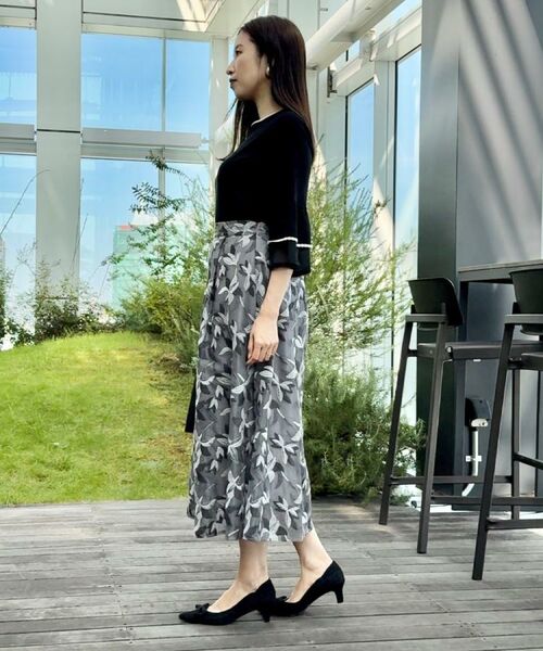 Couture Brooch / クチュールブローチ ロング・マキシ丈スカート | 【花柄・きれいめ・通勤】リンドウエンブロメッシュスカート | 詳細11