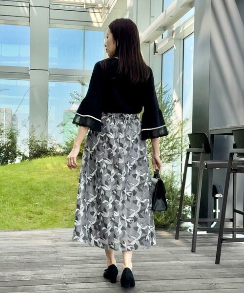 Couture Brooch / クチュールブローチ ロング・マキシ丈スカート | 【花柄・きれいめ・通勤】リンドウエンブロメッシュスカート | 詳細12