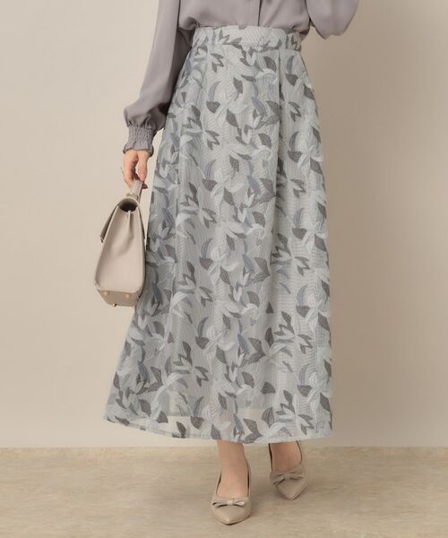 Couture Brooch / クチュールブローチ ロング・マキシ丈スカート | 【花柄・きれいめ・通勤】リンドウエンブロメッシュスカート | 詳細17