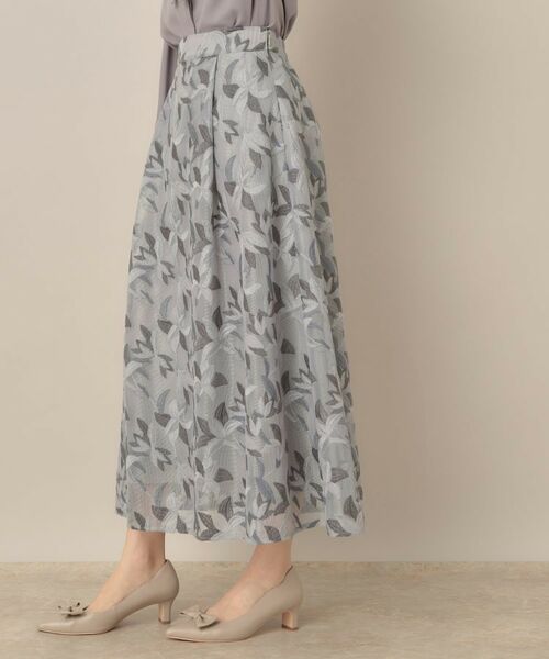 Couture Brooch / クチュールブローチ ロング・マキシ丈スカート | 【花柄・きれいめ・通勤】リンドウエンブロメッシュスカート | 詳細18