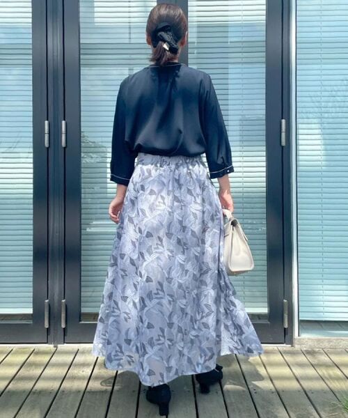 Couture Brooch / クチュールブローチ ロング・マキシ丈スカート | 【花柄・きれいめ・通勤】リンドウエンブロメッシュスカート | 詳細22