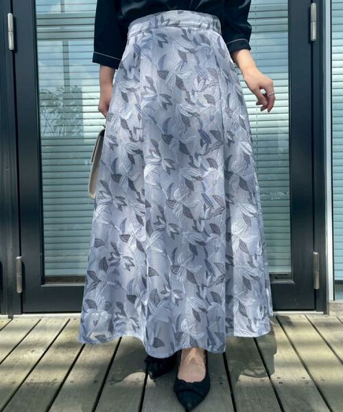 Couture Brooch / クチュールブローチ ロング・マキシ丈スカート | 【花柄・きれいめ・通勤】リンドウエンブロメッシュスカート | 詳細23