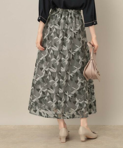 Couture Brooch / クチュールブローチ ロング・マキシ丈スカート | 【花柄・きれいめ・通勤】リンドウエンブロメッシュスカート | 詳細6