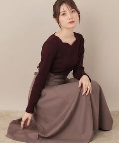 Couture Brooch / クチュールブローチ ロング・マキシ丈スカート | 【大人可愛い・通勤】スカラウエスト サイドベルト パネルスカート