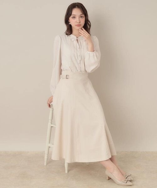 Couture Brooch / クチュールブローチ ロング・マキシ丈スカート | 【大人可愛い・通勤】スカラウエスト サイドベルト パネルスカート | 詳細7