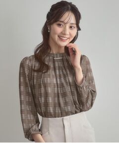 Couture Brooch / クチュールブローチ シャツ・ブラウス | 【大人可愛い・パール取り外し・通勤】・タックタイチェック柄ブラウス