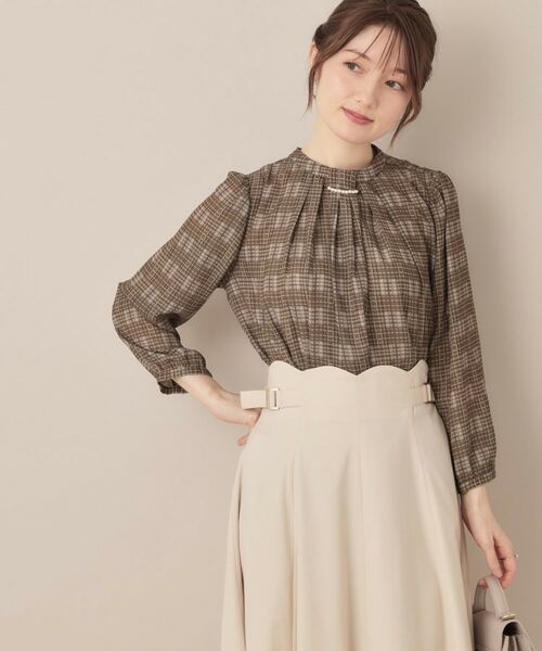 Couture Brooch / クチュールブローチ シャツ・ブラウス | 【大人可愛い・パール取り外し・通勤】・タックタイチェック柄ブラウス | 詳細21