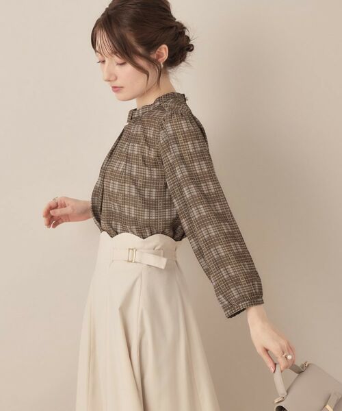 Couture Brooch / クチュールブローチ シャツ・ブラウス | 【大人可愛い・パール取り外し・通勤】・タックタイチェック柄ブラウス | 詳細22