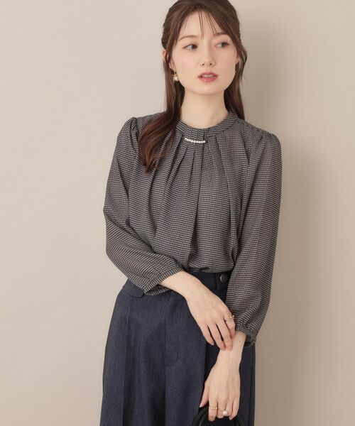 Couture Brooch / クチュールブローチ シャツ・ブラウス | 【大人可愛い・パール取り外し・通勤】・タックタイチェック柄ブラウス | 詳細3