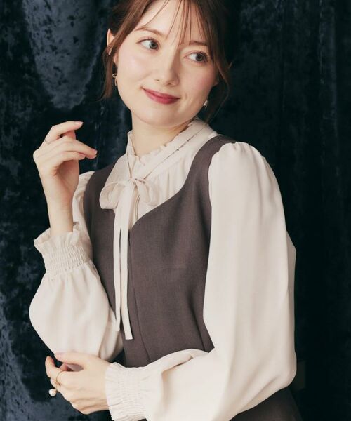 Couture Brooch / クチュールブローチ シャツ・ブラウス | 【フェミニン・通勤】タイ付きピコフリルブラウス | 詳細11