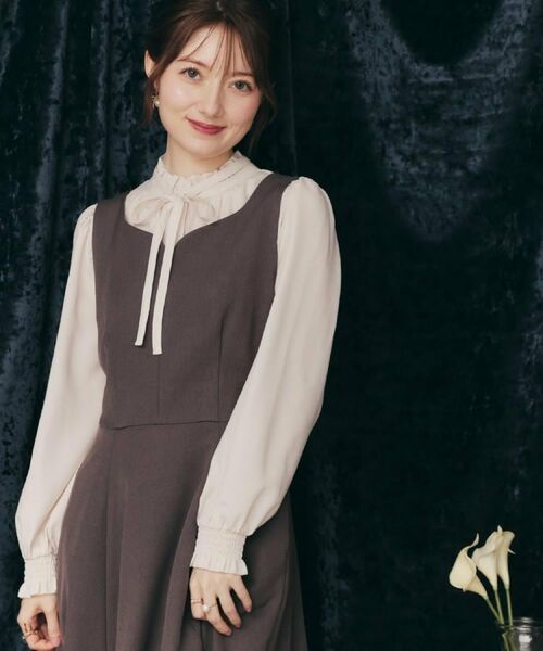 Couture Brooch / クチュールブローチ シャツ・ブラウス | 【フェミニン・通勤】タイ付きピコフリルブラウス | 詳細12