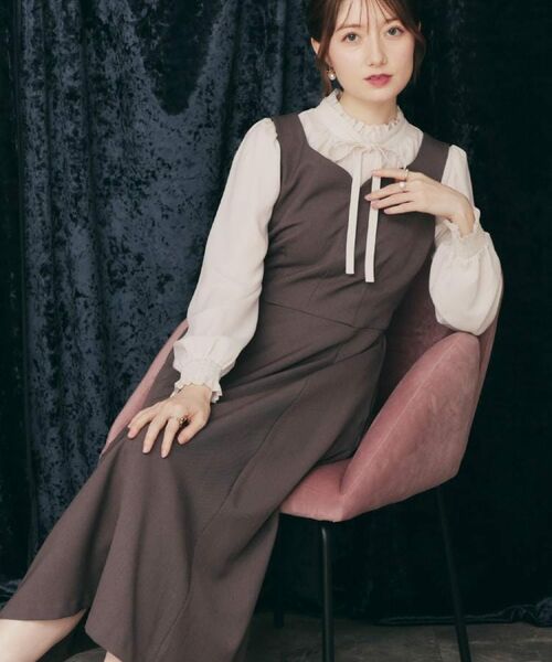 Couture Brooch / クチュールブローチ シャツ・ブラウス | 【フェミニン・通勤】タイ付きピコフリルブラウス | 詳細14