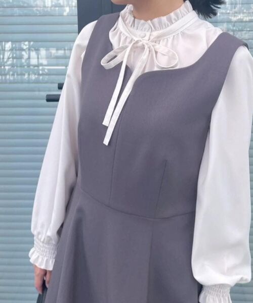 Couture Brooch / クチュールブローチ シャツ・ブラウス | 【フェミニン・通勤】タイ付きピコフリルブラウス | 詳細19