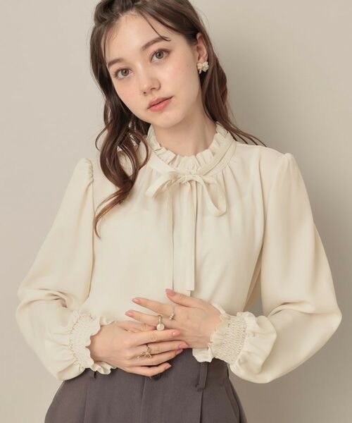 Couture Brooch / クチュールブローチ シャツ・ブラウス | 【フェミニン・通勤】タイ付きピコフリルブラウス | 詳細4
