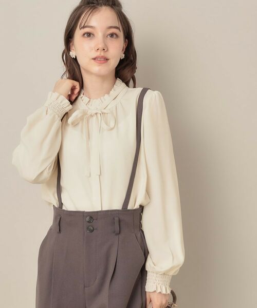 Couture Brooch / クチュールブローチ シャツ・ブラウス | 【フェミニン・通勤】タイ付きピコフリルブラウス | 詳細5