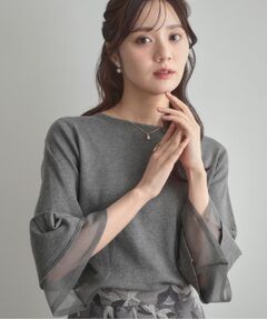 Couture Brooch / クチュールブローチ ニット・セーター | 【フェミニン・着映え・通勤】シアーフレアー袖ニットトップス