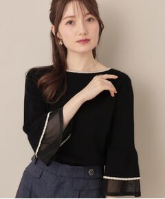 Couture Brooch / クチュールブローチ ニット・セーター | 【フェミニン・着映え・通勤】シアーフレアー袖ニットトップス