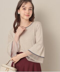 Couture Brooch / クチュールブローチ ニット・セーター | 【フェミニン・着映え・通勤】シアーフレアー袖ニットトップス