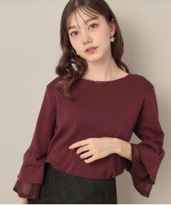 Couture Brooch / クチュールブローチ ニット・セーター | 【フェミニン・着映え・通勤】シアーフレアー袖ニットトップス
