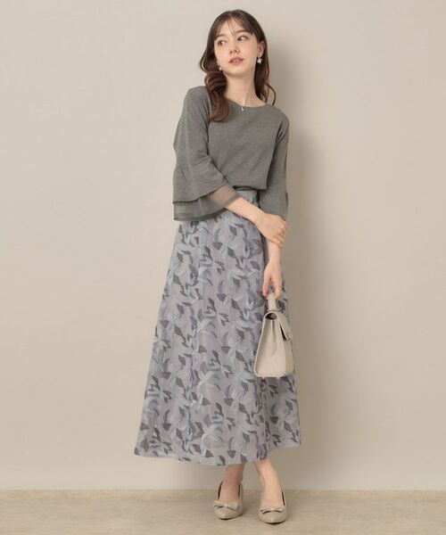 Couture Brooch / クチュールブローチ ニット・セーター | 【フェミニン・着映え・通勤】シアーフレアー袖ニットトップス | 詳細1