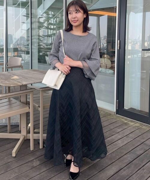 Couture Brooch / クチュールブローチ ニット・セーター | 【フェミニン・着映え・通勤】シアーフレアー袖ニットトップス | 詳細12