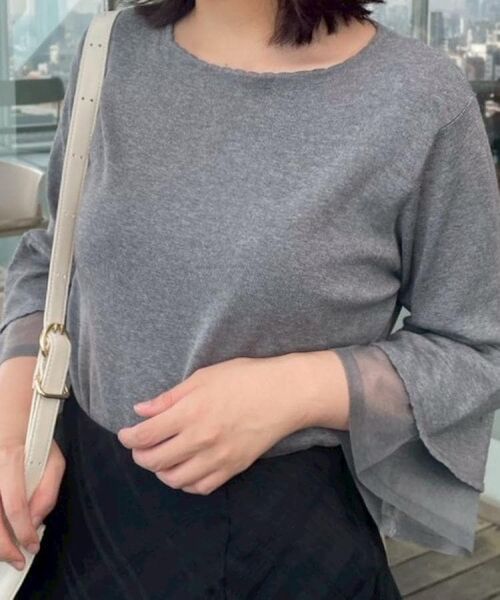 Couture Brooch / クチュールブローチ ニット・セーター | 【フェミニン・着映え・通勤】シアーフレアー袖ニットトップス | 詳細15