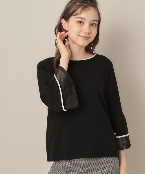 Couture Brooch / クチュールブローチ ニット・セーター | 【フェミニン・着映え・通勤】シアーフレアー袖ニットトップス | 詳細19
