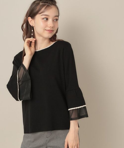 Couture Brooch / クチュールブローチ ニット・セーター | 【フェミニン・着映え・通勤】シアーフレアー袖ニットトップス | 詳細20