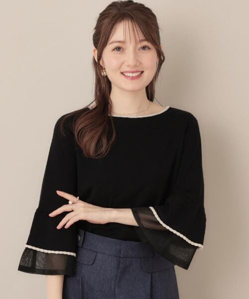 Couture Brooch / クチュールブローチ ニット・セーター | 【フェミニン・着映え・通勤】シアーフレアー袖ニットトップス | 詳細23