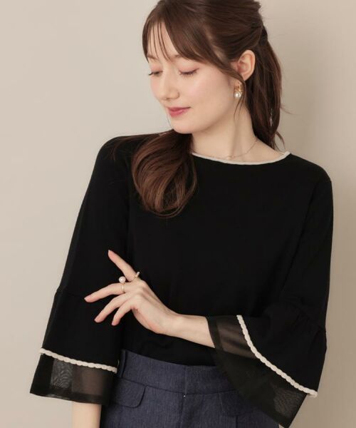 Couture Brooch / クチュールブローチ ニット・セーター | 【フェミニン・着映え・通勤】シアーフレアー袖ニットトップス | 詳細25