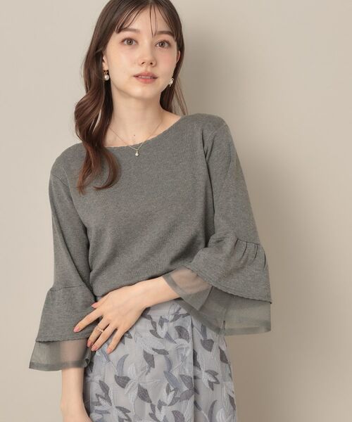 Couture Brooch / クチュールブローチ ニット・セーター | 【フェミニン・着映え・通勤】シアーフレアー袖ニットトップス | 詳細4