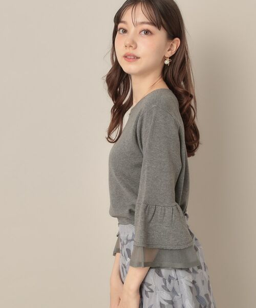 Couture Brooch / クチュールブローチ ニット・セーター | 【フェミニン・着映え・通勤】シアーフレアー袖ニットトップス | 詳細5