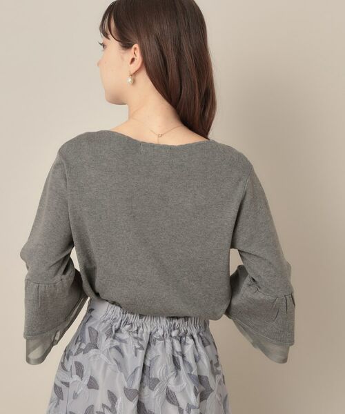 Couture Brooch / クチュールブローチ ニット・セーター | 【フェミニン・着映え・通勤】シアーフレアー袖ニットトップス | 詳細6