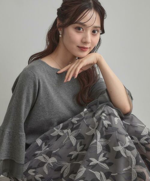 Couture Brooch / クチュールブローチ ニット・セーター | 【フェミニン・着映え・通勤】シアーフレアー袖ニットトップス | 詳細9