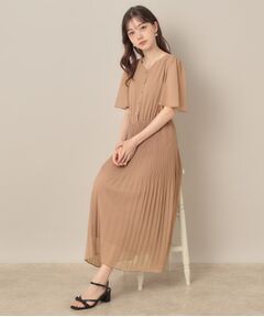 Couture Brooch / クチュールブローチ ロング・マキシ丈ワンピース | 【二の腕カバー・楽ちん・通勤】シフォンプリーツワンピース