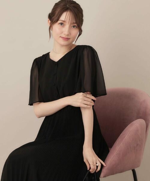 Couture Brooch / クチュールブローチ ロング・マキシ丈ワンピース | 【二の腕カバー・楽ちん・通勤】シフォンプリーツワンピース | 詳細10