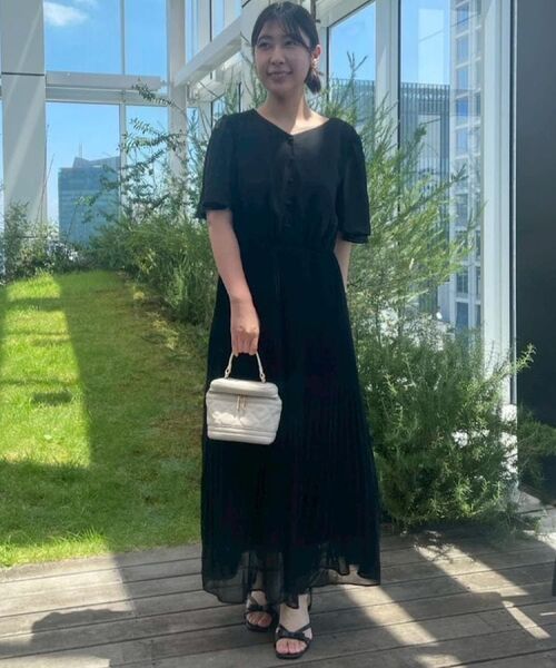 Couture Brooch / クチュールブローチ ロング・マキシ丈ワンピース | 【二の腕カバー・楽ちん・通勤】シフォンプリーツワンピース | 詳細11