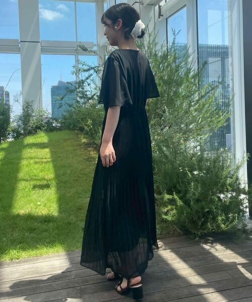 Couture Brooch / クチュールブローチ ロング・マキシ丈ワンピース | 【二の腕カバー・楽ちん・通勤】シフォンプリーツワンピース | 詳細13