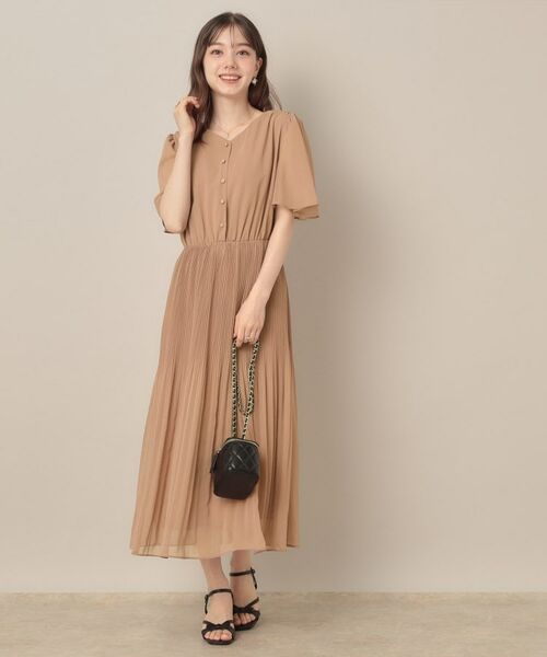 Couture Brooch / クチュールブローチ ロング・マキシ丈ワンピース | 【二の腕カバー・楽ちん・通勤】シフォンプリーツワンピース | 詳細15