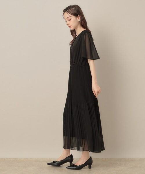 Couture Brooch / クチュールブローチ ロング・マキシ丈ワンピース | 【二の腕カバー・楽ちん・通勤】シフォンプリーツワンピース | 詳細2